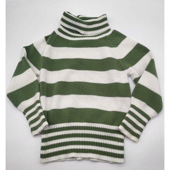 OLD NAVY Y2K ToddlerGirls 3T Turtleneck Striped Sweater Green - Picture 1 of 10